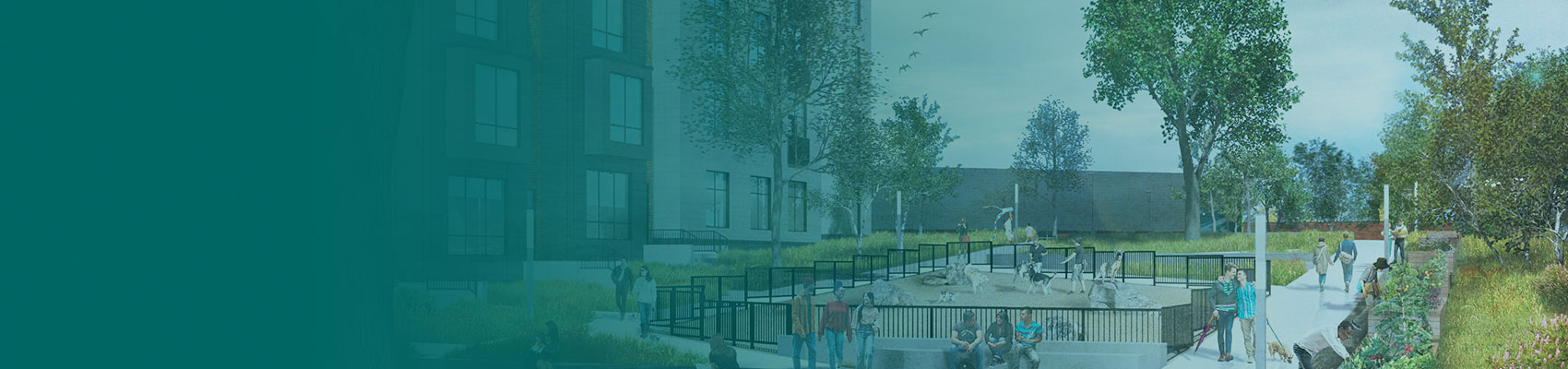 Artist rendition of The Heights housing project and community areas