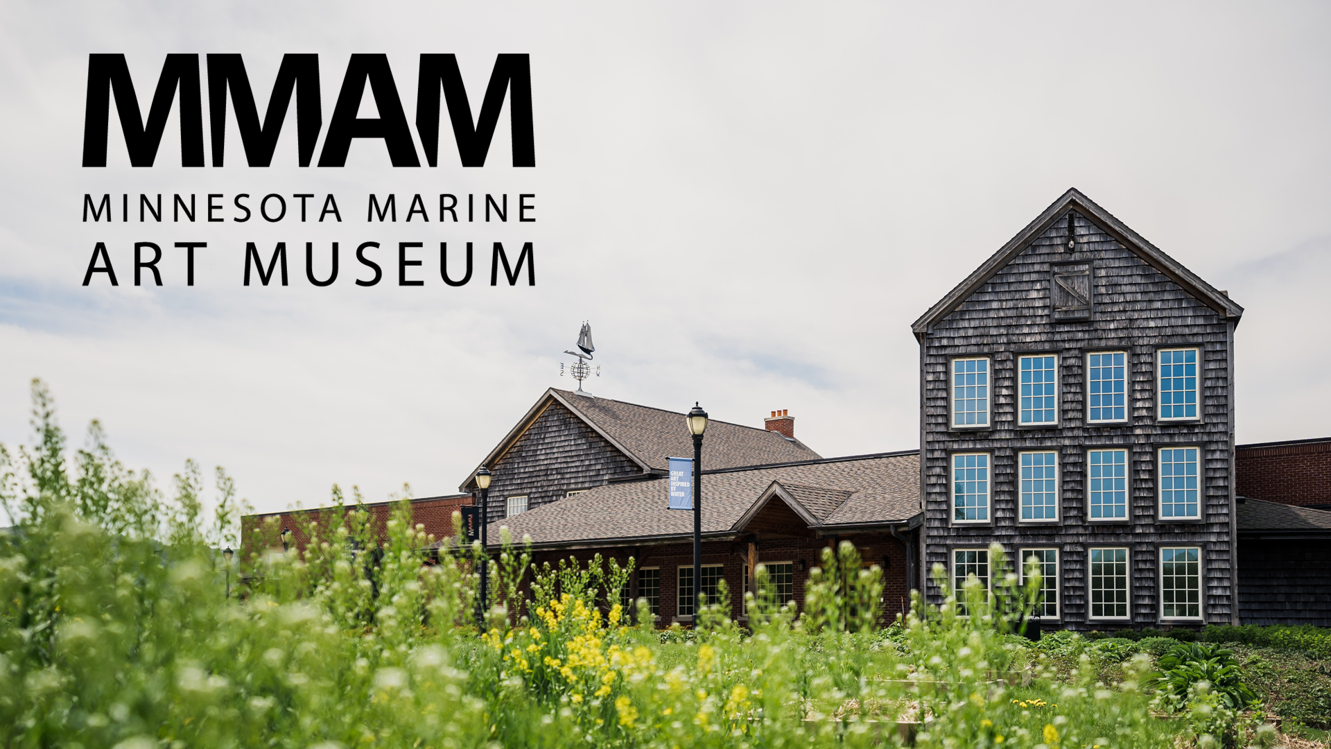 Minnesota Marine Art Museum logo and building
